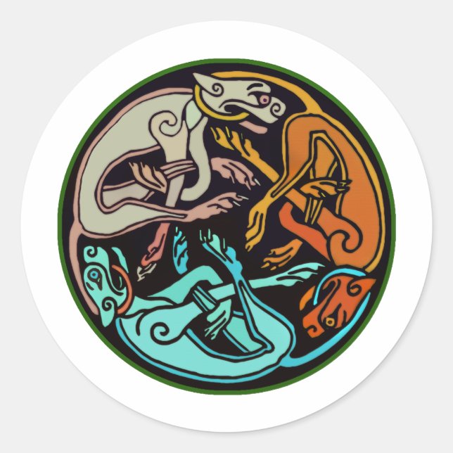 Celtic Dogs Classic Round Sticker (Front)