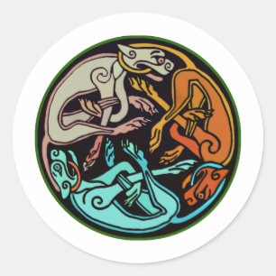 Celtic Dogs Classic Round Sticker