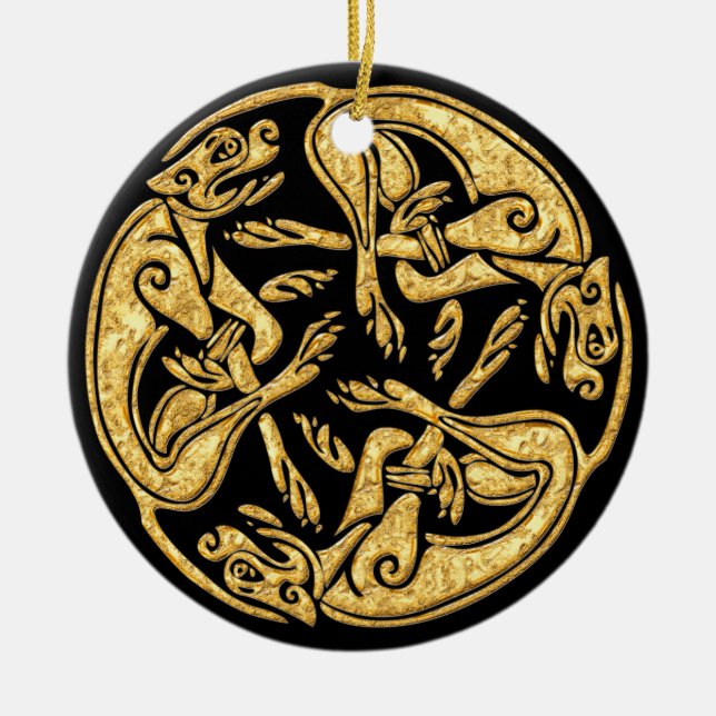 Celtic dogs gold traditional ornament digital art (Front)