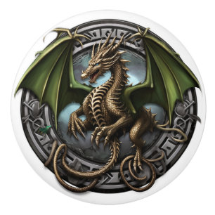 Celtic Dragon Ceramic Knob