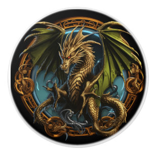 Celtic Dragon Ceramic Knob