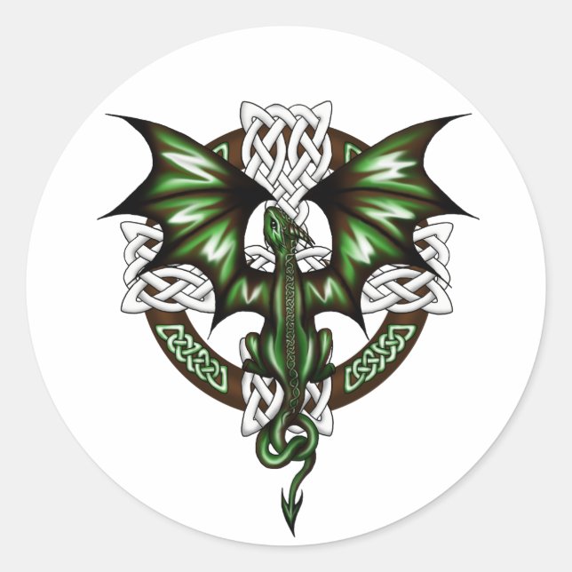 celtic Dragon Classic Round Sticker (Front)