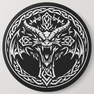 Celtic Dragon Emblem by BurnsInHell 6 Inch Round Button