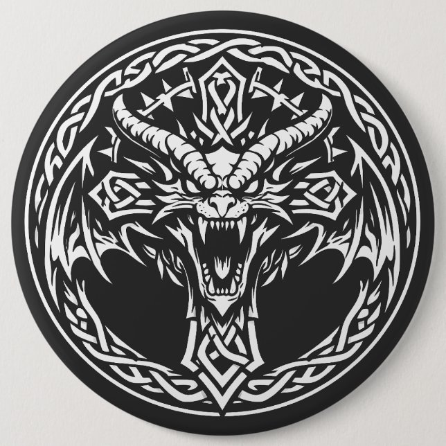 Celtic Dragon Emblem by BurnsInHell 6 Inch Round Button (Front)