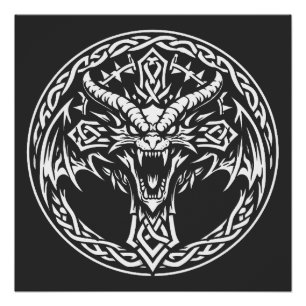 Celtic Dragon Emblem by BurnsInHell Poster