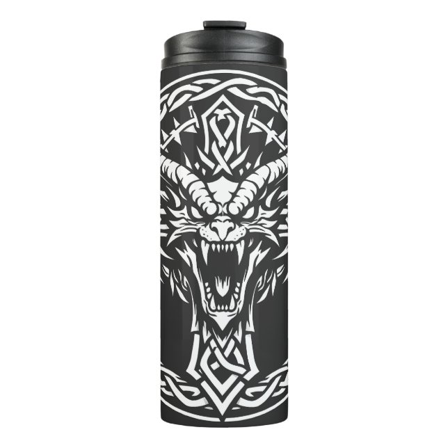 Celtic Dragon Emblem by BurnsInHell Thermal Tumbler (Front)