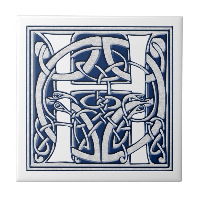 Celtic Dragon Initial H Tile (Front)