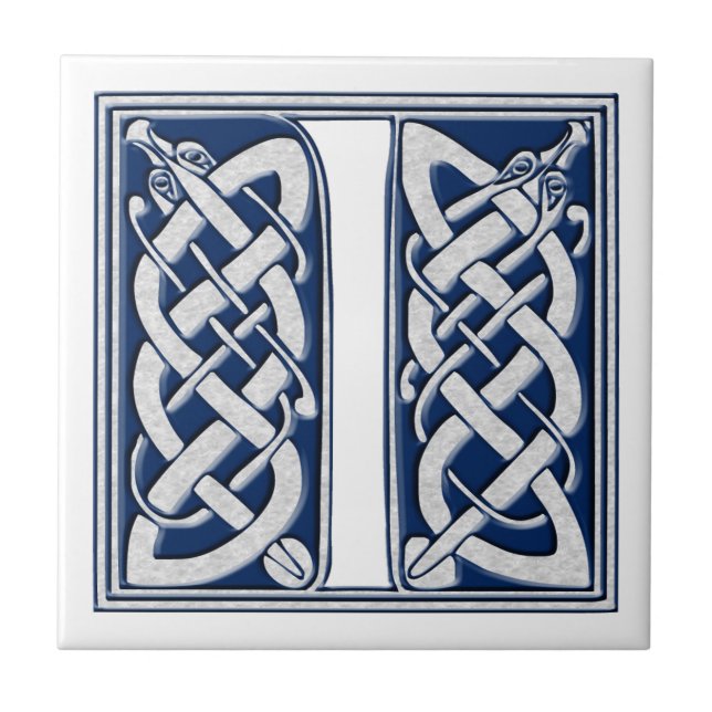 Celtic Dragon Initial I Tile (Front)
