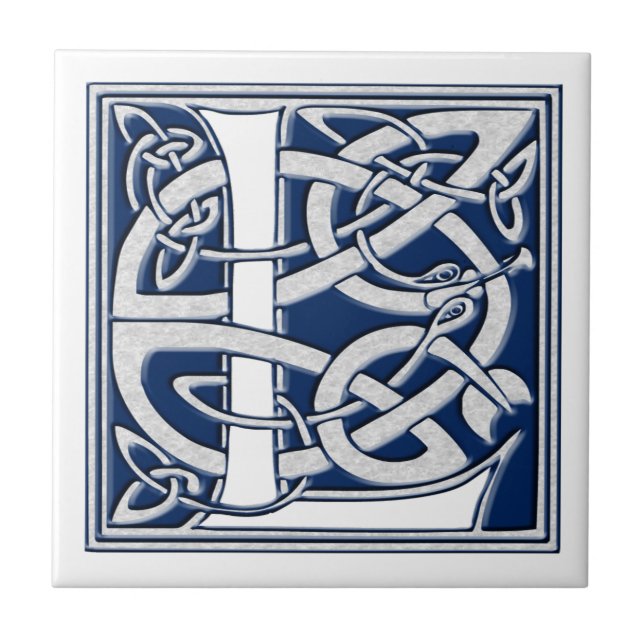Celtic Dragon Initial L Tile (Front)
