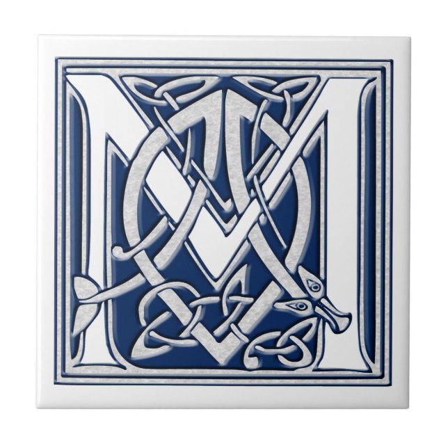 Celtic Dragon Initial M Tile (Front)