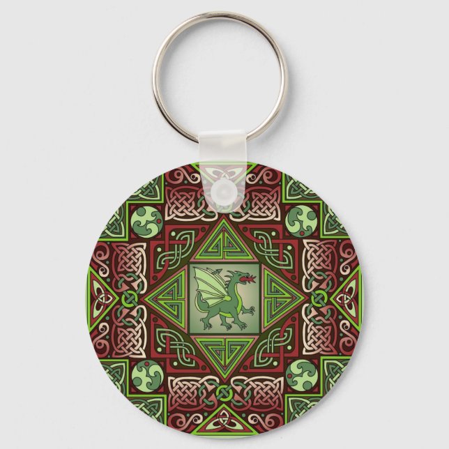 Celtic Dragon Labyrinth Keychain (Front)