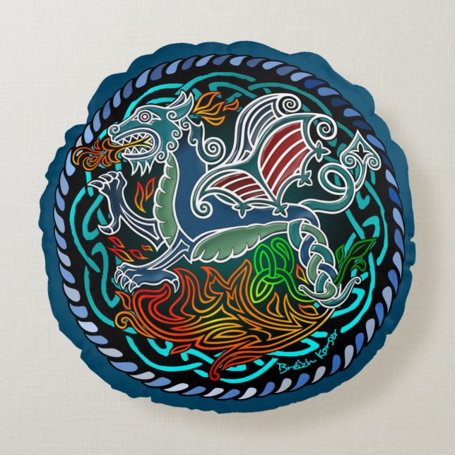 Celtic Dragon Round Cushions (Front)