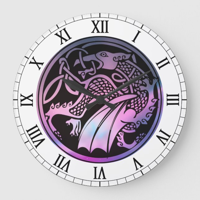 Celtic Dragon Round Large Clock (Front)