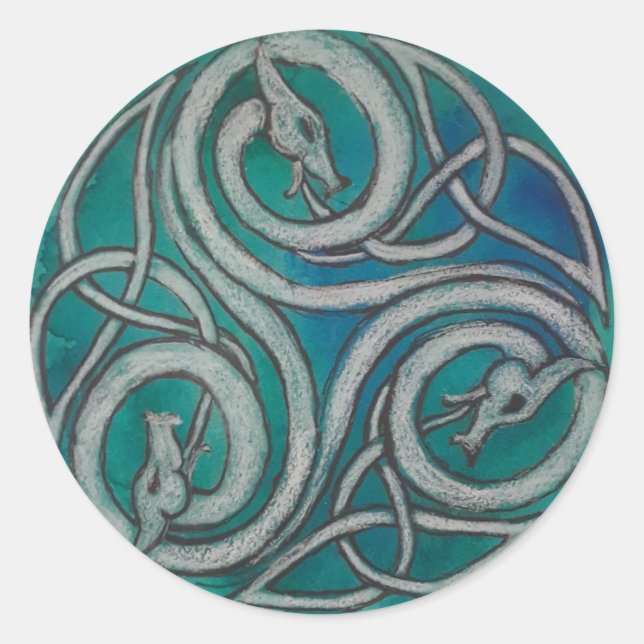 Celtic Dragon Triskele Sticker (Front)