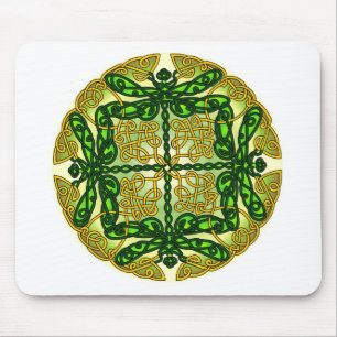 Celtic Dragonflies Green Mouse Pad
