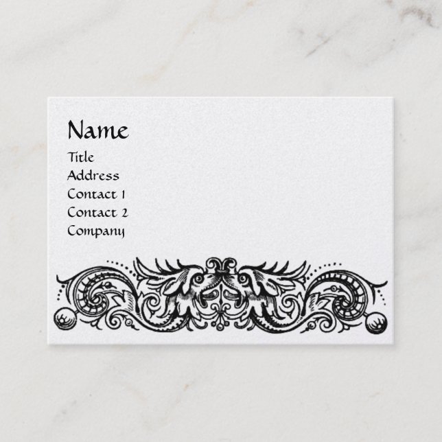 CELTIC DRAGONS MONOGRAM pearl paper Business Card (Front)