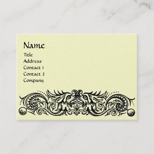 CELTIC DRAGONS MONOGRAM platinum metallic,silver Business Card (Front)