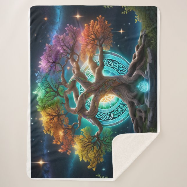 Celtic Elegance: The Tree of Life Unveiled Sherpa Blanket (Front)