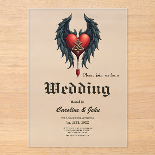 Celtic elegance with a heart and wings.  acrylic invitations