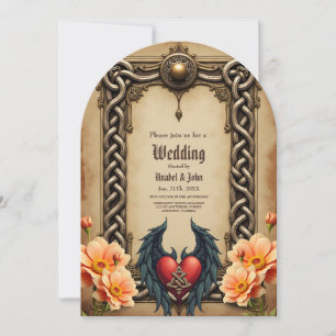 Celtic elegance with a heart and wings. invitation