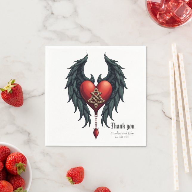 Celtic elegance with a heart and wings. napkin (Insitu)