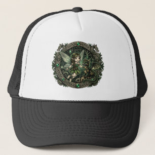 Celtic Emerald Fairy & Dragon – Enchanted Fantasy. Trucker Hat
