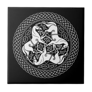 Celtic Epona Knot Ring with Horses Tile