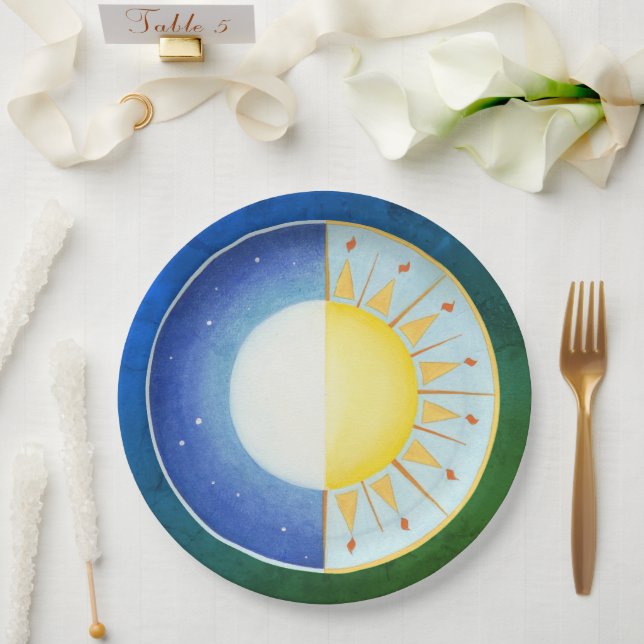 Celtic Equinox Sun and Moon Paper Plates (Wedding)