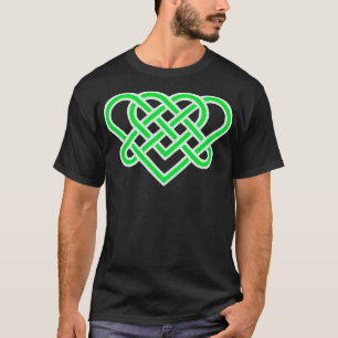 Celtic Eternal Love Knot Romantic Heart Green Desi T-Shirt