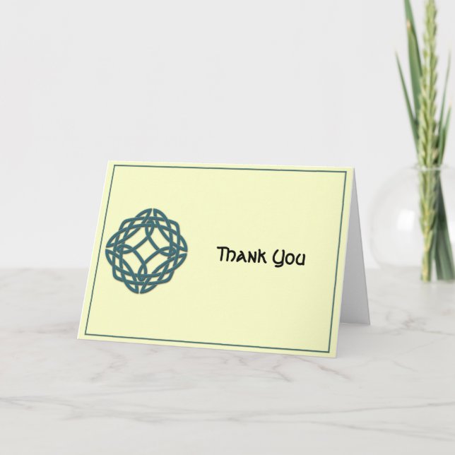Celtic Eternity Knot Teal and Ivory Thank You (Front)