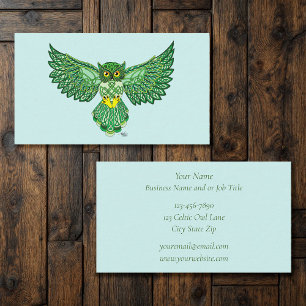 Celtic Flight Owl Green Business Card
