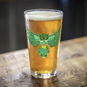 Celtic Flight Owl Green Glass