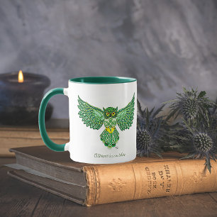 Celtic Flight Owl Green Mug