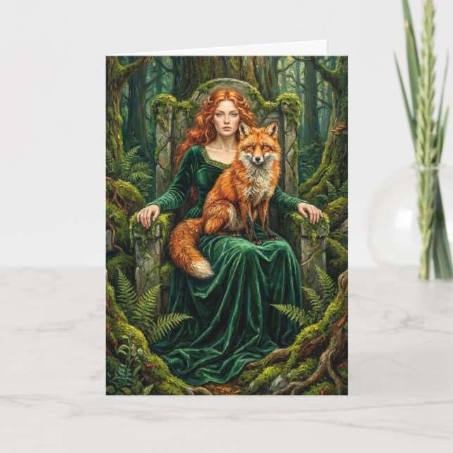 Celtic Forest Queen Red Fox Witch Fantasy Art ( Card (Front)