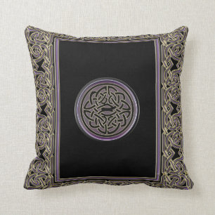 Celtic Frame and Metallic Celtic Knot Throw Pillow