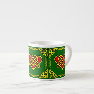 Celtic/Gadhlig braided design heart 3, gold/green Espresso Cup