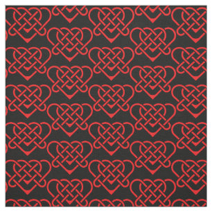 Celtic/Gadhlig braided design heart red Fabric