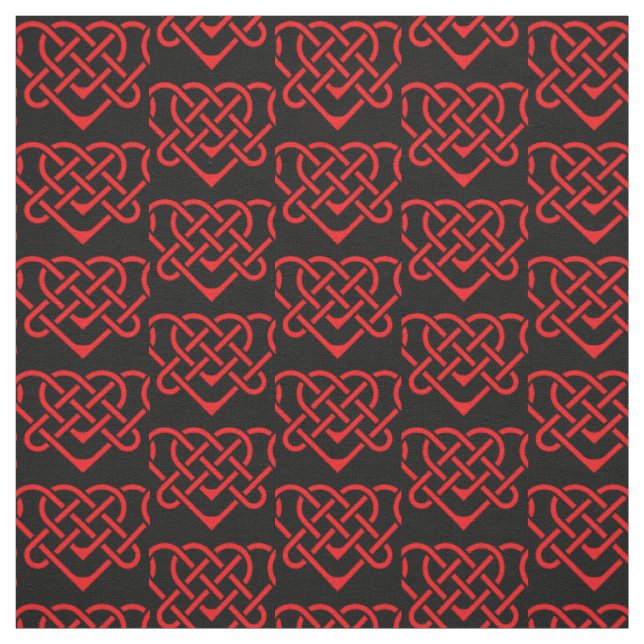 Celtic/Gadhlig braided design heart red Fabric (Swatch)