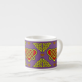 Celtic/Gadhlig braided heart knot, gold 2, purple Espresso Cup