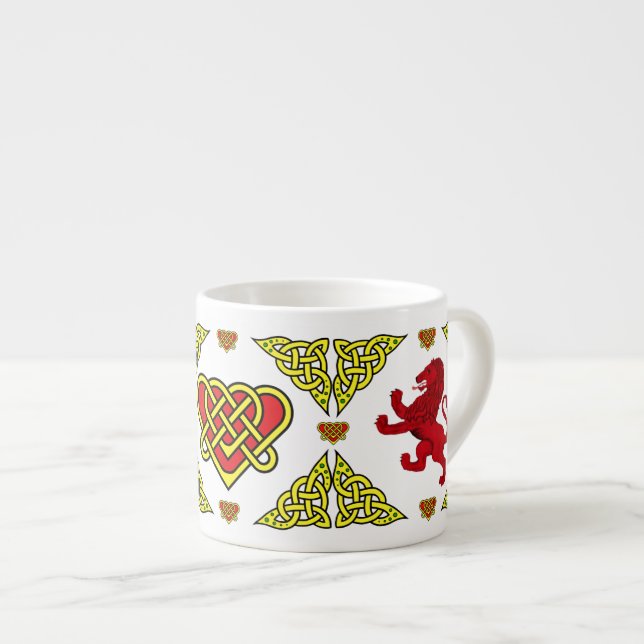 Celtic/Gadhlig  heart Scotland red Rampant Lion 2 Espresso Cup (Front Right)
