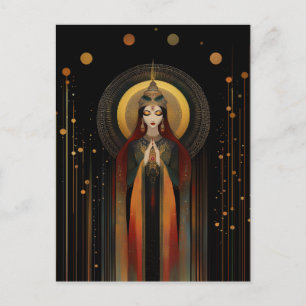 Celtic Goddess Brigid Rainbow Gold Black Art  Postcard