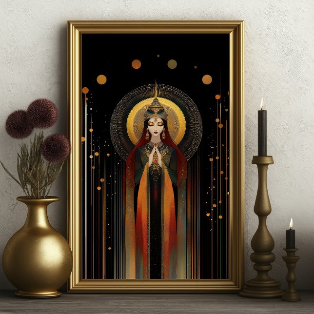 Celtic Goddess Brigid Rainbow Gold Black Art  Poster (Creator Uploaded)