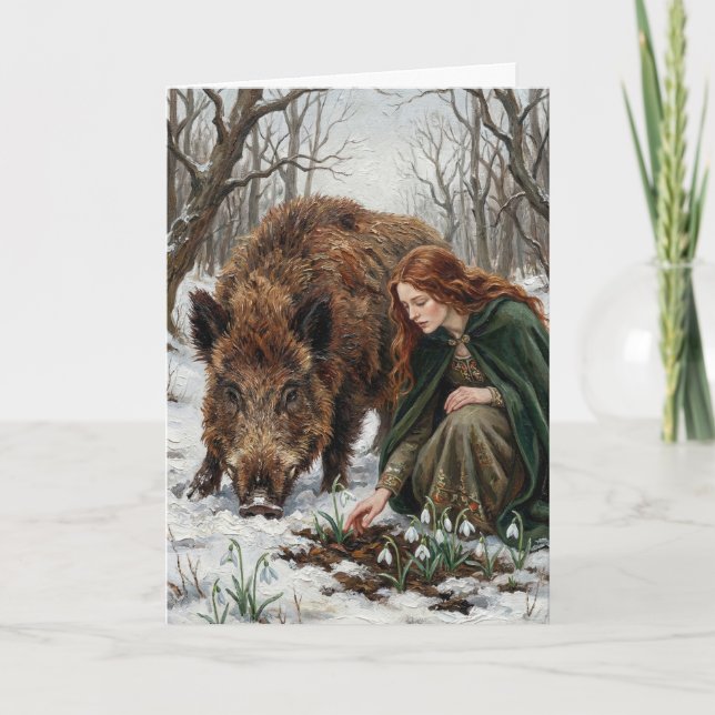 Celtic Goddess & Wild Boar Card (Front)
