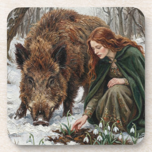Celtic Goddess & Wild Boar Coaster