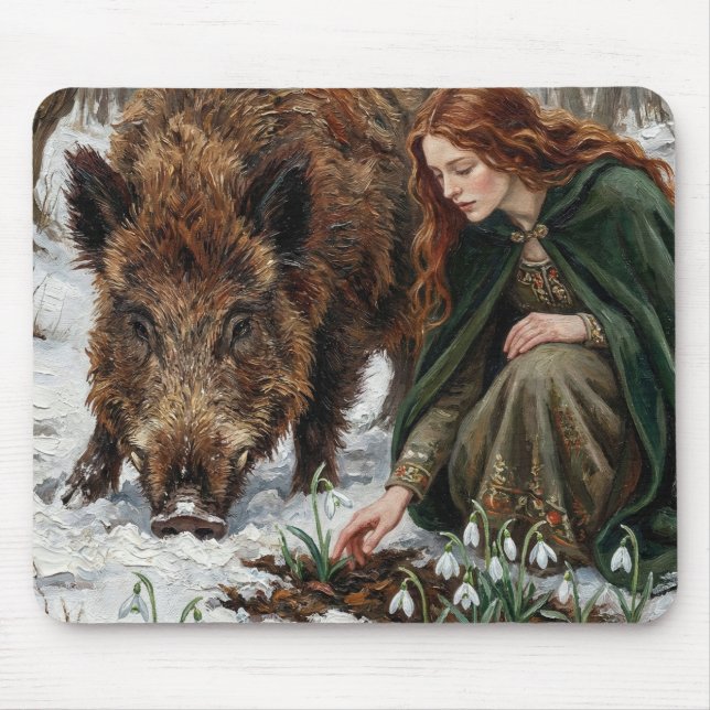 Celtic Goddess & Wild Boar Mouse Pad (Front)