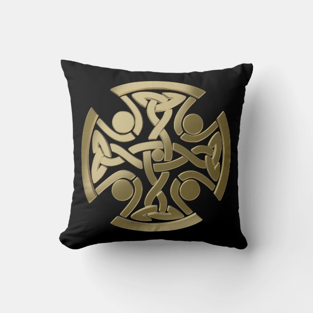 Celtic golden knot throw pillow (Front)