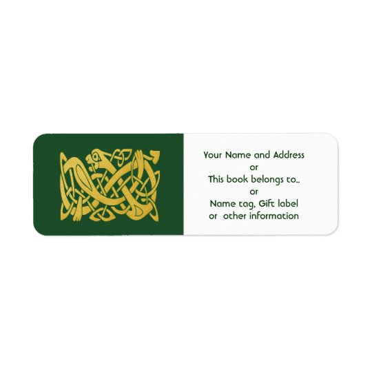 Celtic Golden Snake on Green Return Address Return Address Label