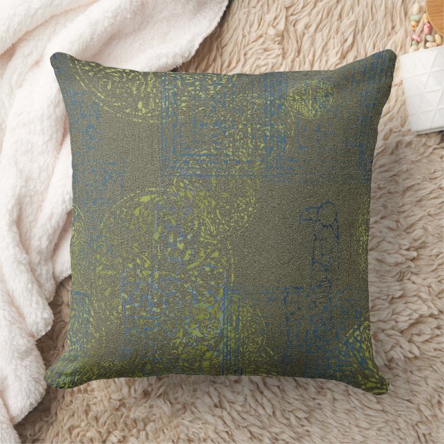 Celtic Green Blue Pattern Throw Pillow (Blanket)