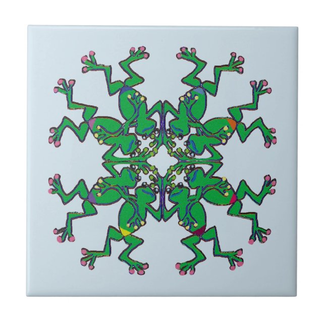 Celtic green frogs doing synchronised swimming tile (Front)