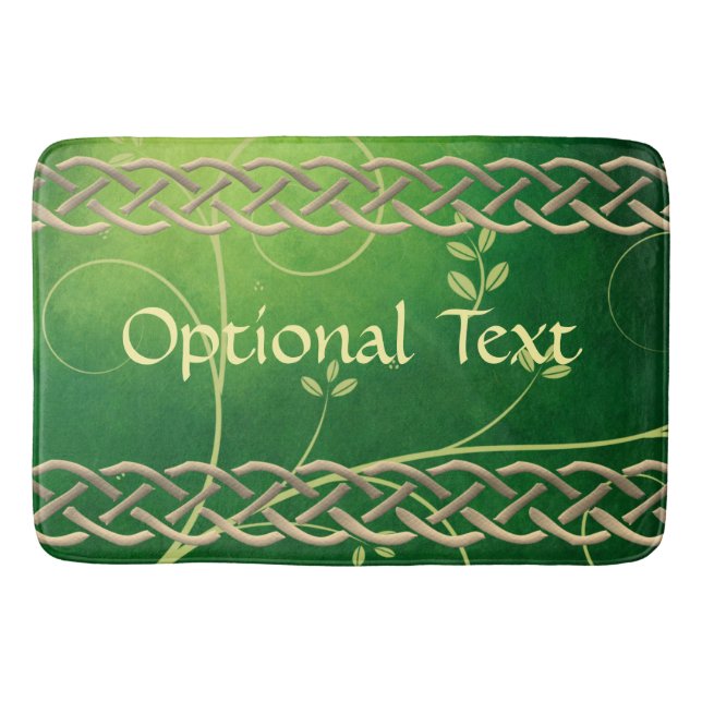 Celtic Green Knots & Leaves Bath Mat (Front)